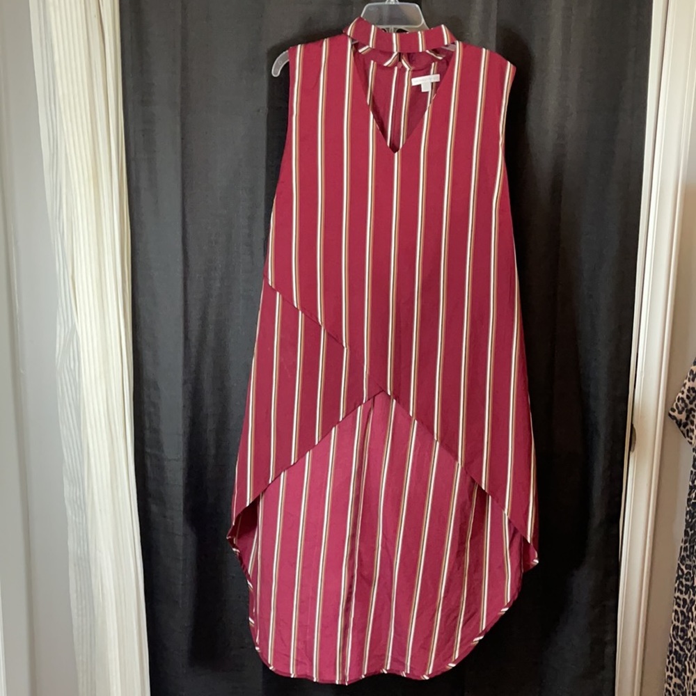 New York & Co - XXL / Hi-low / red khaki striped blouse